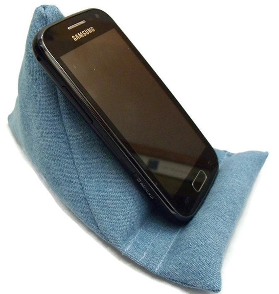 mobile phone cushion denim fabric phone by FingerPrickingGood