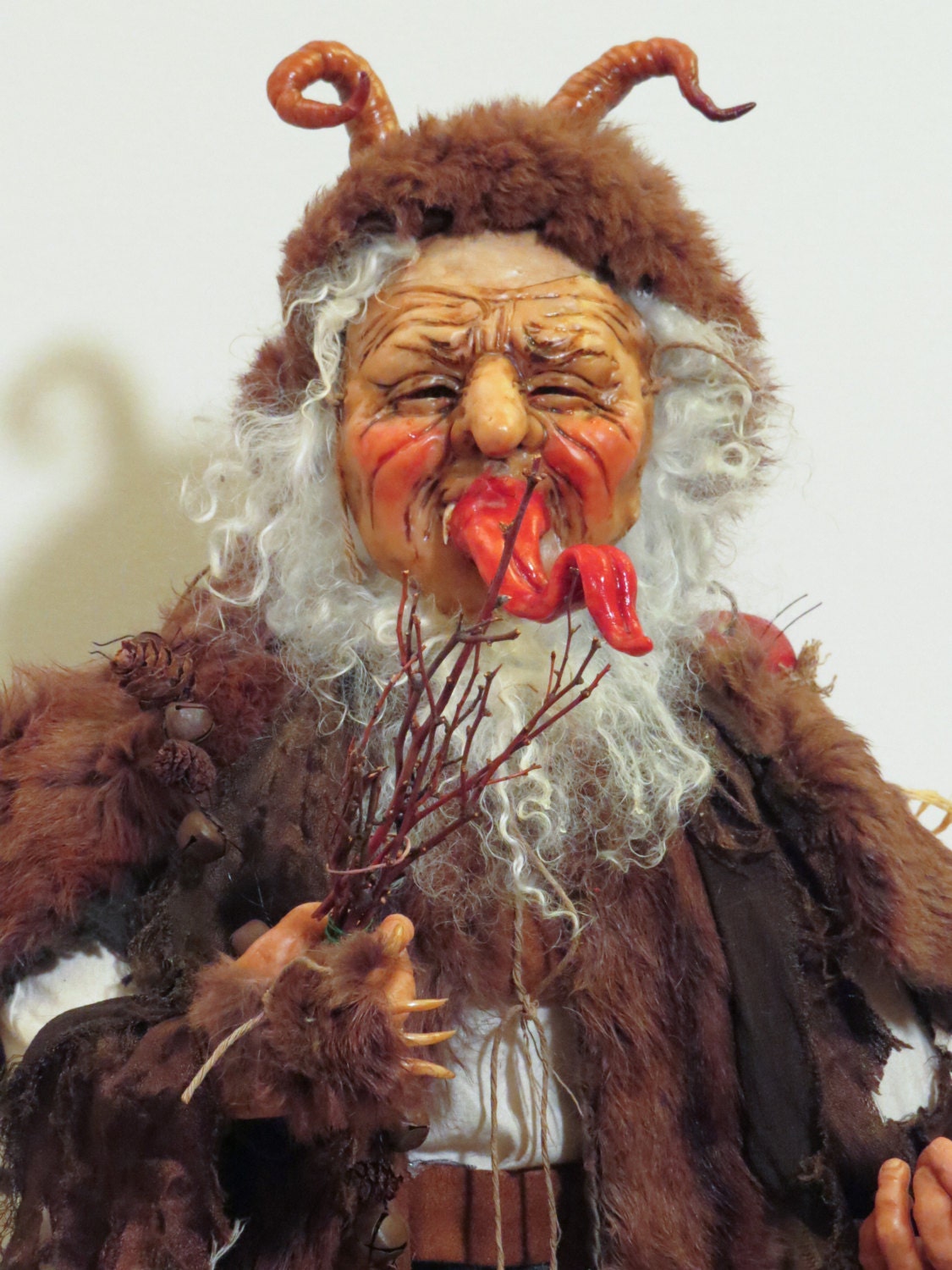 Krampus Doll, Santa's Dark Alter Ego, ooak Santa Doll, Handcrafted by artist Walt Carter