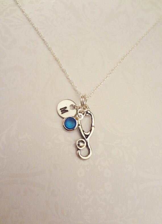 Stethoscope Necklace with Choice of Initial & by UniqueAnomaly