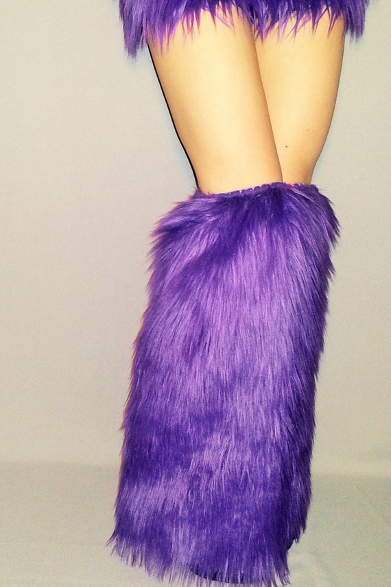 Purple Rave Fluffies FREE SHIPPING Furry Leg Warmers by Raverama