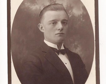 Strabismus - dandy boy elegant suit, Vintage Real Photo Postcard Photography, Paper Ephemera, Antique snapshot, RPPC Old Collectibles