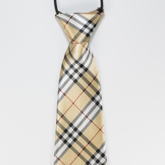 Plaid Boys Tie Beige paild tie Birthday Photo Prop Boys