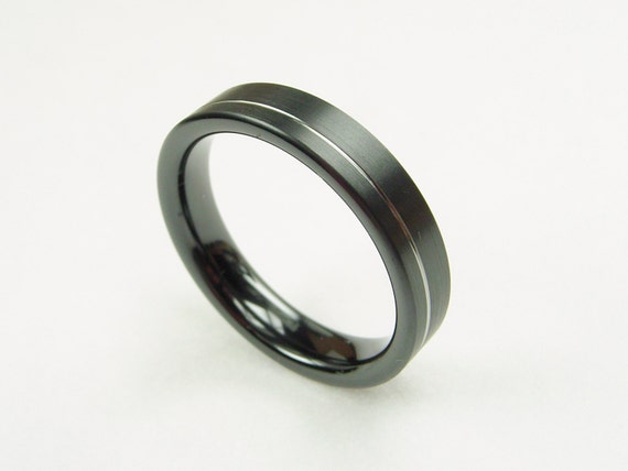 Mens Black Titanium Wedding Band Black By Markofthemental On Etsy 1385