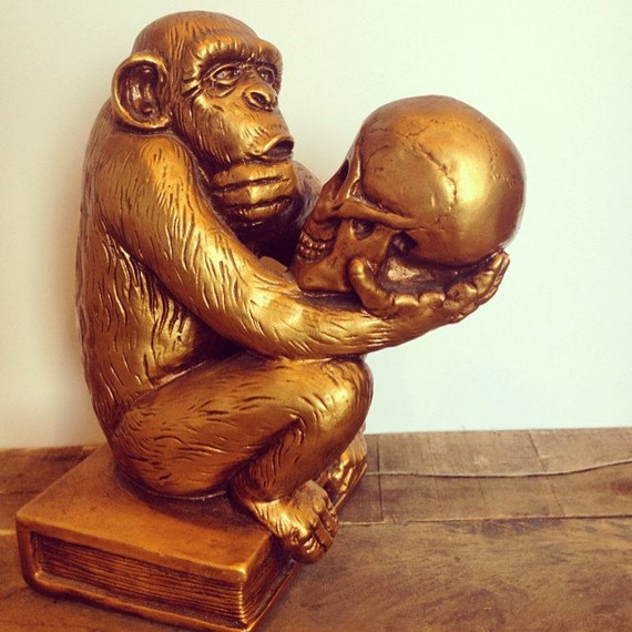 1968 'Darwins Monkey' statue in gold awesome for man