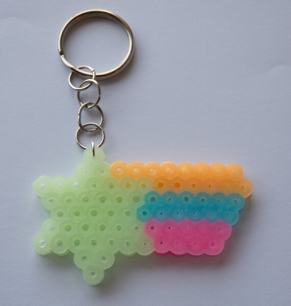 Items similar to Shooting Star Perler Bead Glow in the Dark Keychain on