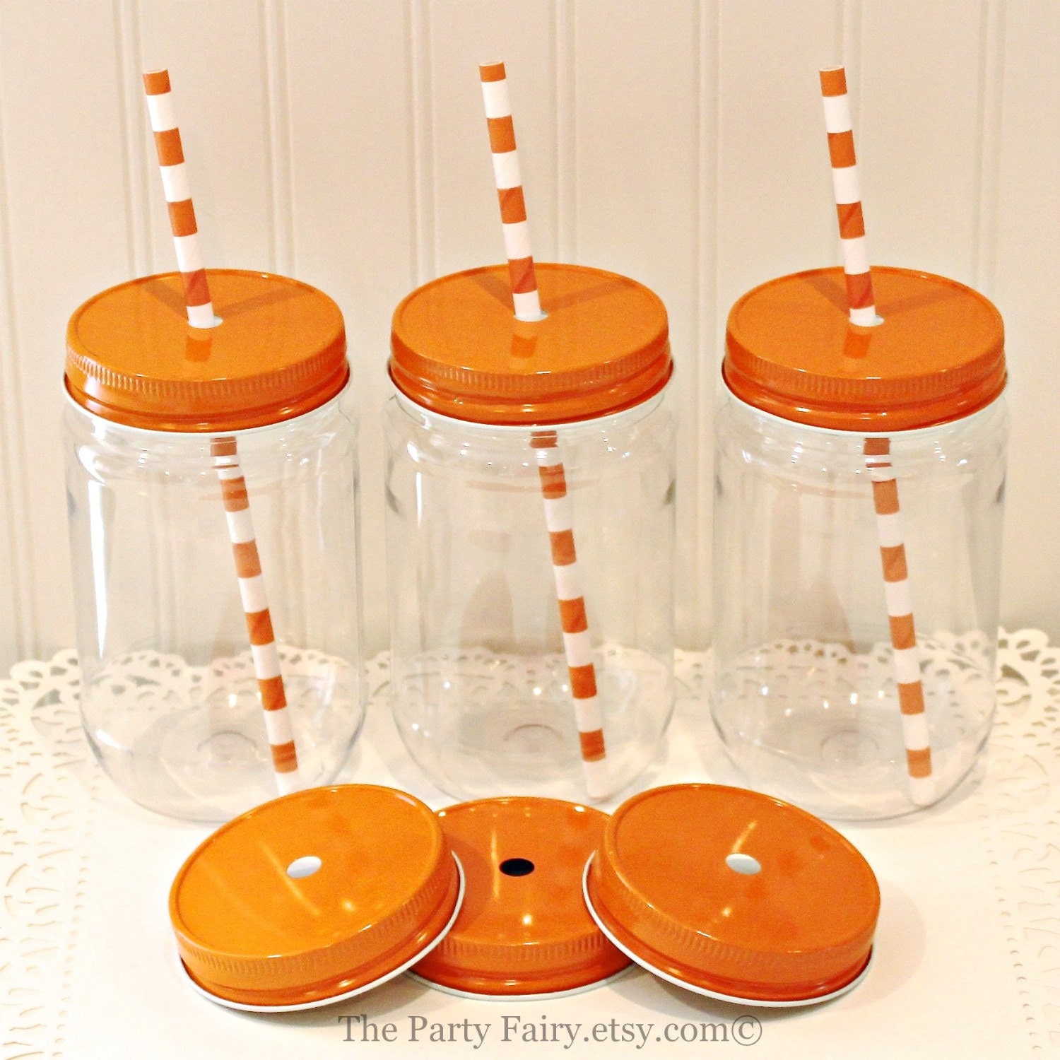 Plastic Mason Jars 12 Plastic Mason Jars with by ThePartyFairy