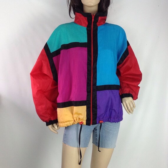 80s Mondrian Jacket Colorblock Wind Breaker Modernist Art