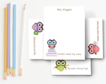 Personalized Teacher Notepad Teacher Stationery Personalized Stationary Teacher Gift Owl Teacher Gift Teacher Stationery Gift Notepad Set