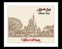 Personalized Florida Wedding Gift, Orlando City Skyline Unique Map ...