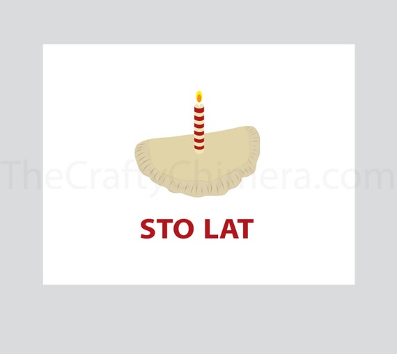 card template 5.5 x 8.5 greeting Pierogi Sto Lat Birthday Printable Card