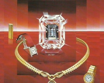 Cartier Watch advertisement advert original colour color print 1983 Vintage French Print Wall Art Home Decor