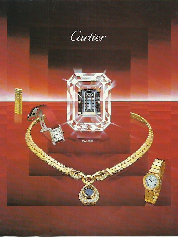 Cartier Watch Advertisement Advert Original Colour Color Print