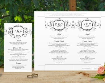 DiY Printable Menu Card DOWNLOAD Instantly by KarmaKWeddings