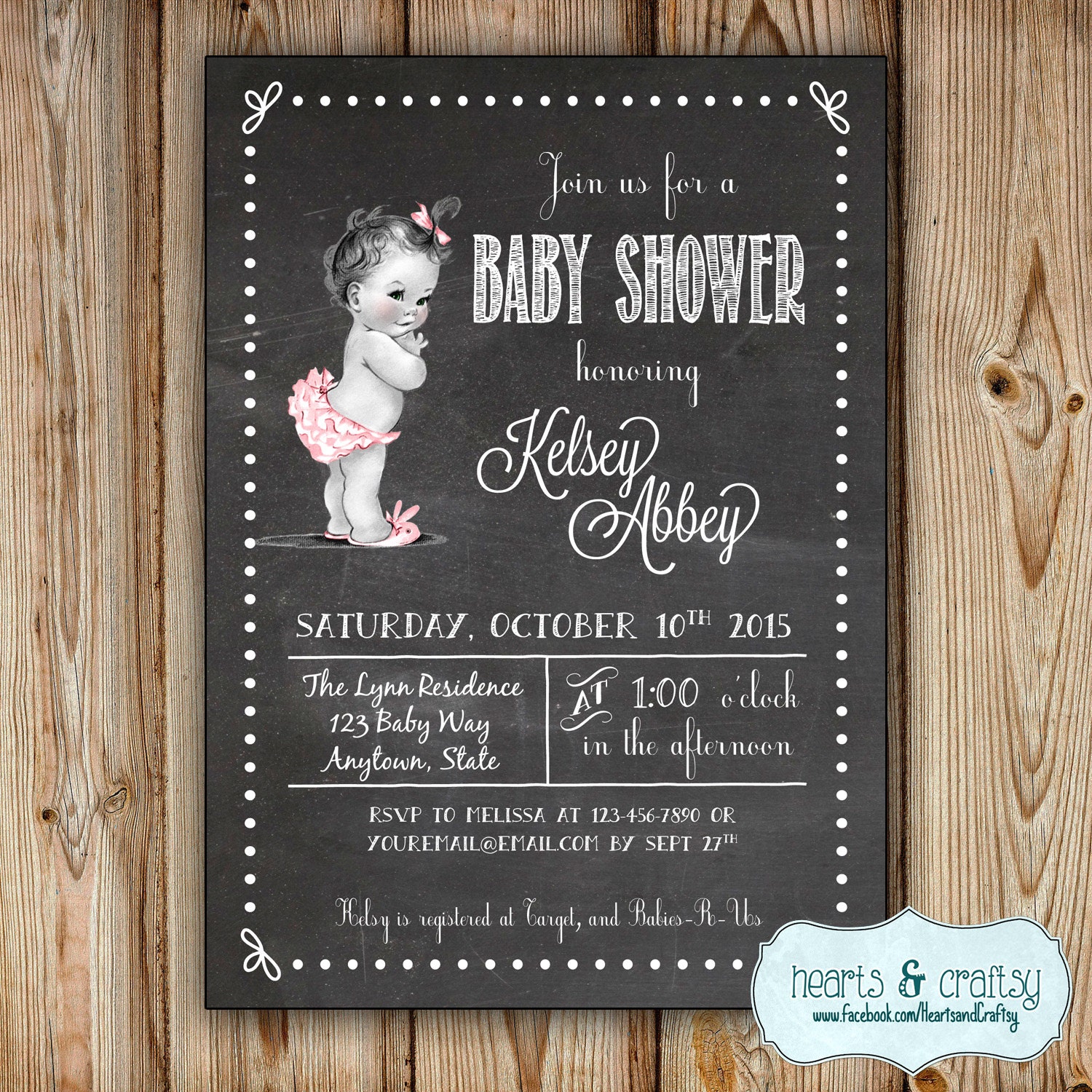 Vintage Baby Shower Invitation Girl Baby Shower Invite