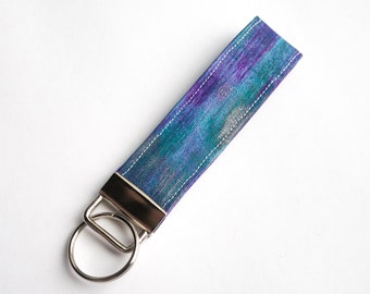 Painted Key Fob Keychain, Gift Under 10, Keychain Wristlet, Wrist Lanyard, Bridal Party Gift, Custom Bridesmaid Gift for Her Fabric Keychain