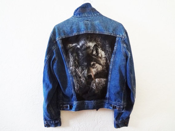 Lone Wolf jean jacket small Lee denim jacket