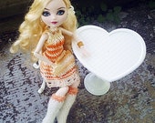 Custom Ever after high / Monster high : Orange creamsicle pocket dress With matching knee high socks & necklace.