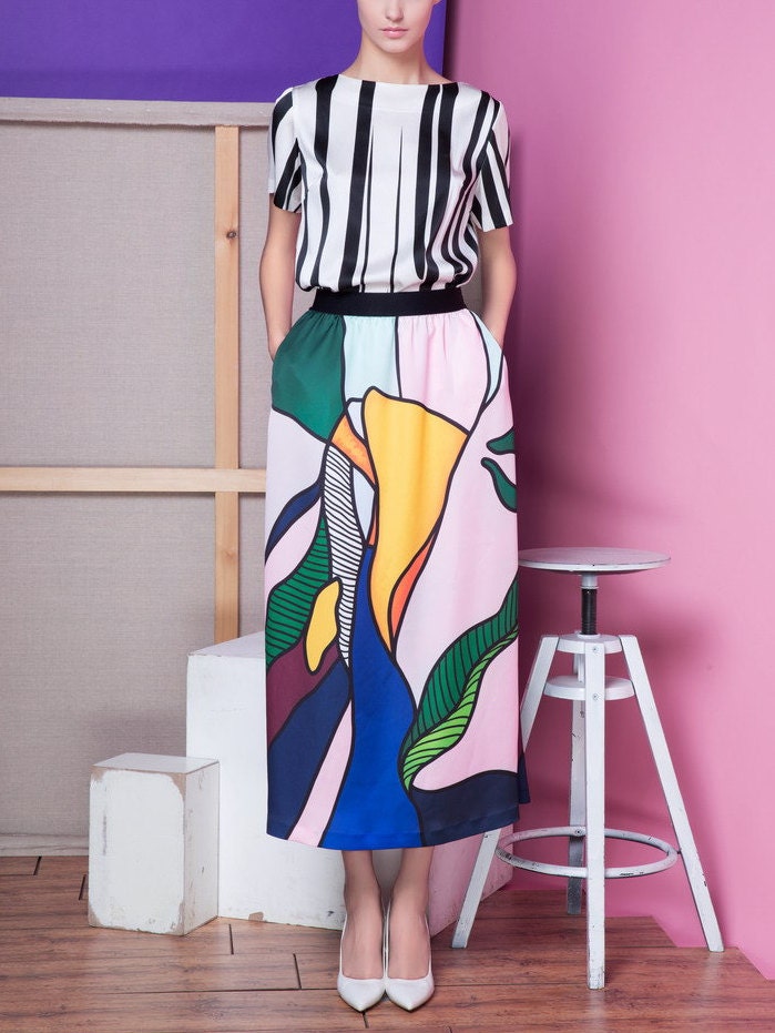 Fresh Foodcolor bulk skirt high waist skirt. by Chicoriental