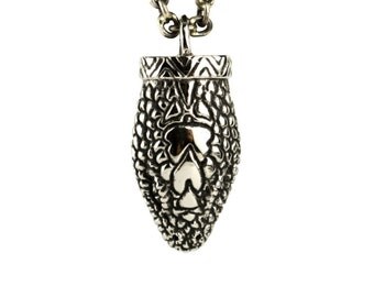 Snake Necklace Jewelry Antique Silver Color Pendant with Handmade Chain Gothic Boho Jewelry - FPE006