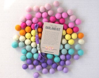 Felt Pom-Poms // Pot of Gold (with optional Garland Kit) // Felt Balls, Felt Garland DIY, Felted Balls, Felted Pom-Poms, Spring Colors