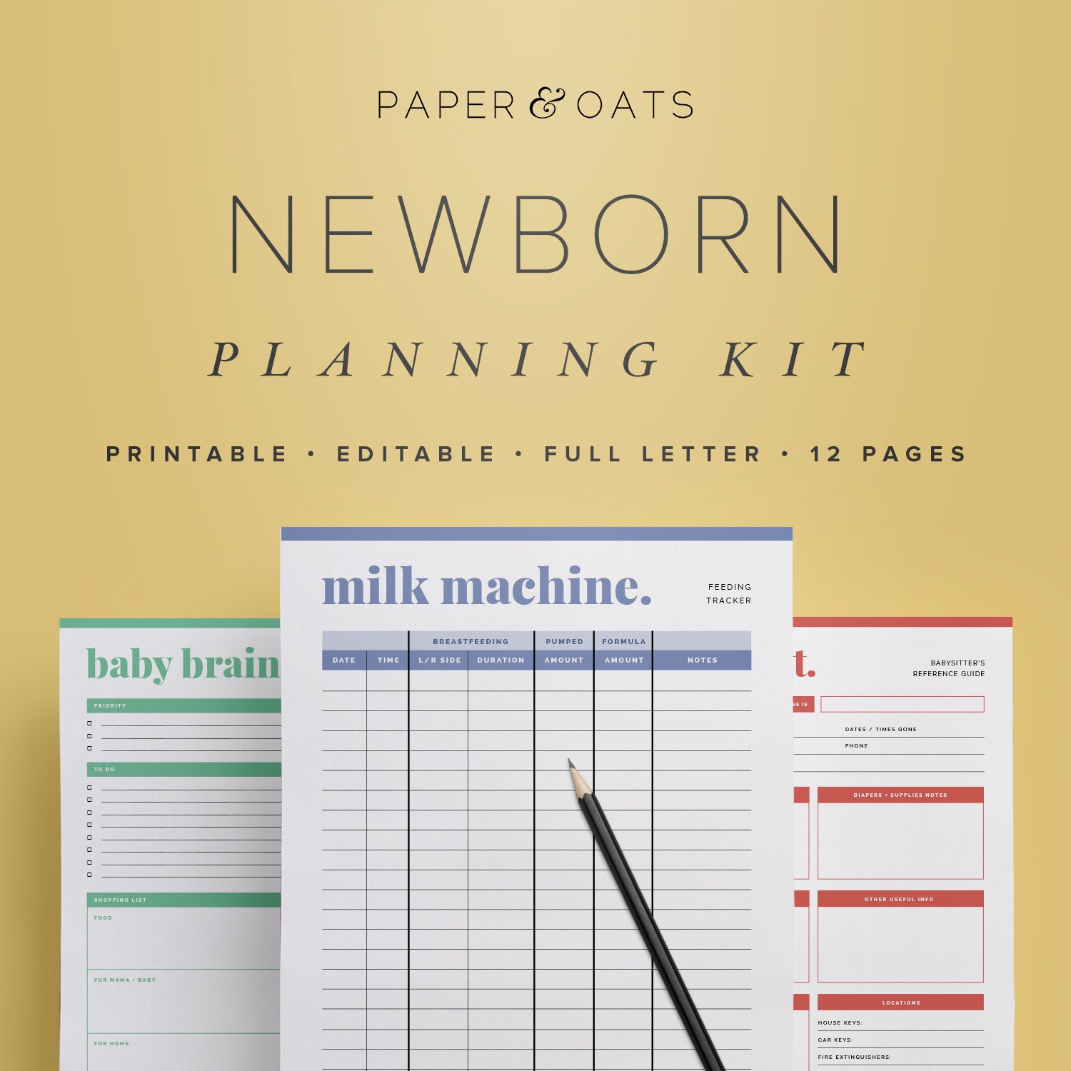 Newborn Planning Kit Editable Baby Planner New Mom