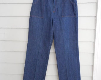 1970s women's high waisted jeans / Medium to Large vintage ladies denim from Sears / wide leg denim