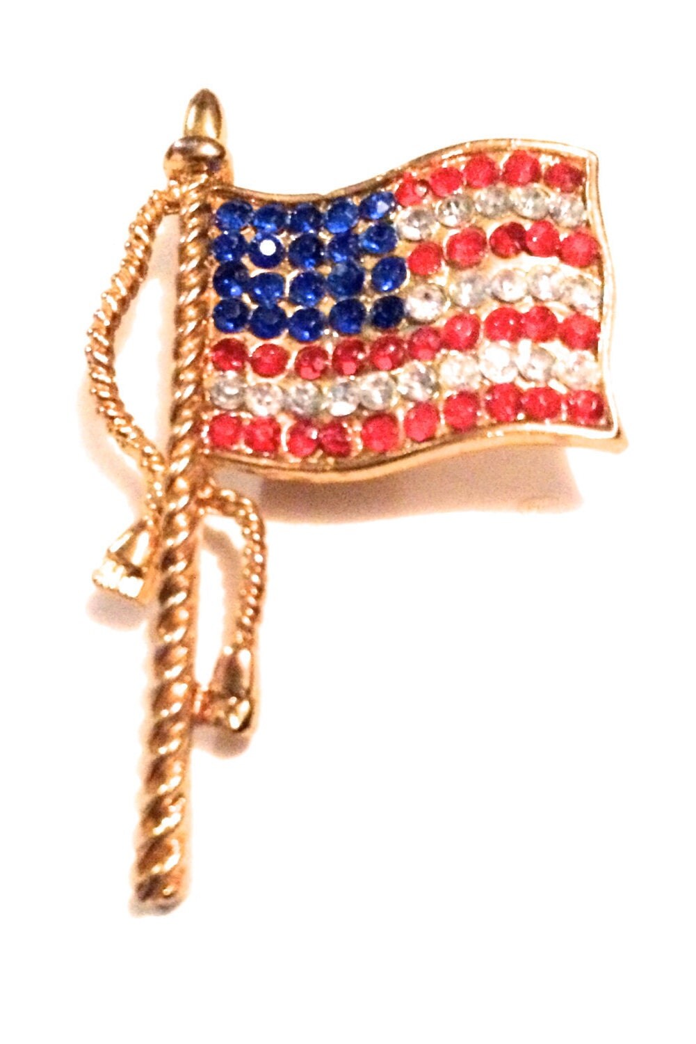 Rhinestone Flag Pin American Flag Pin Vintage Jewelry Flag