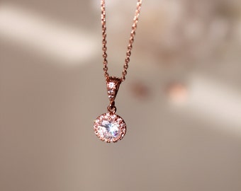 Delicate Necklace Petite Rose Gold Bridesmaid Gift Necklace Rose Gold Necklace Rose Gold Wedding Gift Bridesmaid Necklace Bridesmaid Jewelry