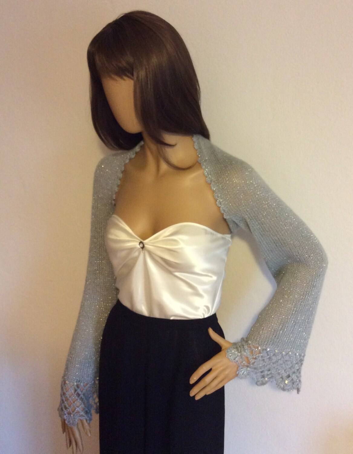 Silver Bolero Evening Shrug Wedding Bolero Bridal Shrug