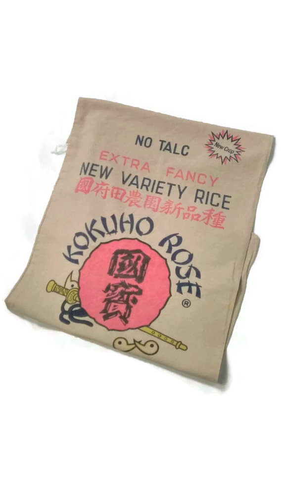 Fabric Rice Sack Extra Large Bag Pink Blue White Kokuho Rose Rice ...