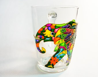 Coffee Mug Indian Elephant Mug, Fathers Day Mug, Hand Painted Cup, Coffee mugs handmade
