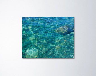 Water Canvas Art, Turquoise Art, Teal Wall Art, Ocean Canvas Art, Nature Canvas Photography Beach Canvas Wall Decor Peaceful Art Ocean Floor