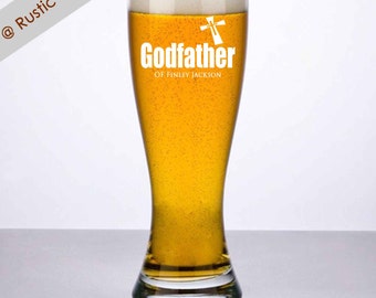 Godfather Beer Glass, Godfather Glass, Godfather Gift, Personalized gift for Godfather, Godfather Pilsner, Personalized Beer, Godparent Gift