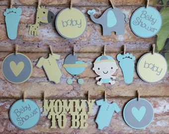 It's A Boy Garland, It's A Boy Die Cut Garland, Boy Shower Decor, Baby Boy Shower Decoration, Baby Boy Garland, Die Cut Decorations