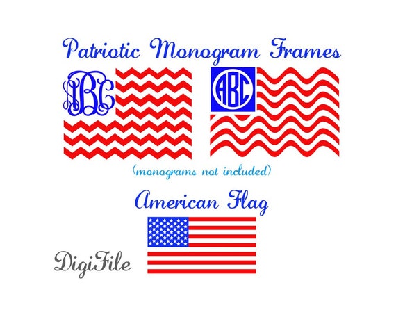 Download American Flag Patriotic Monogram Frames for SVG DXF EPS for