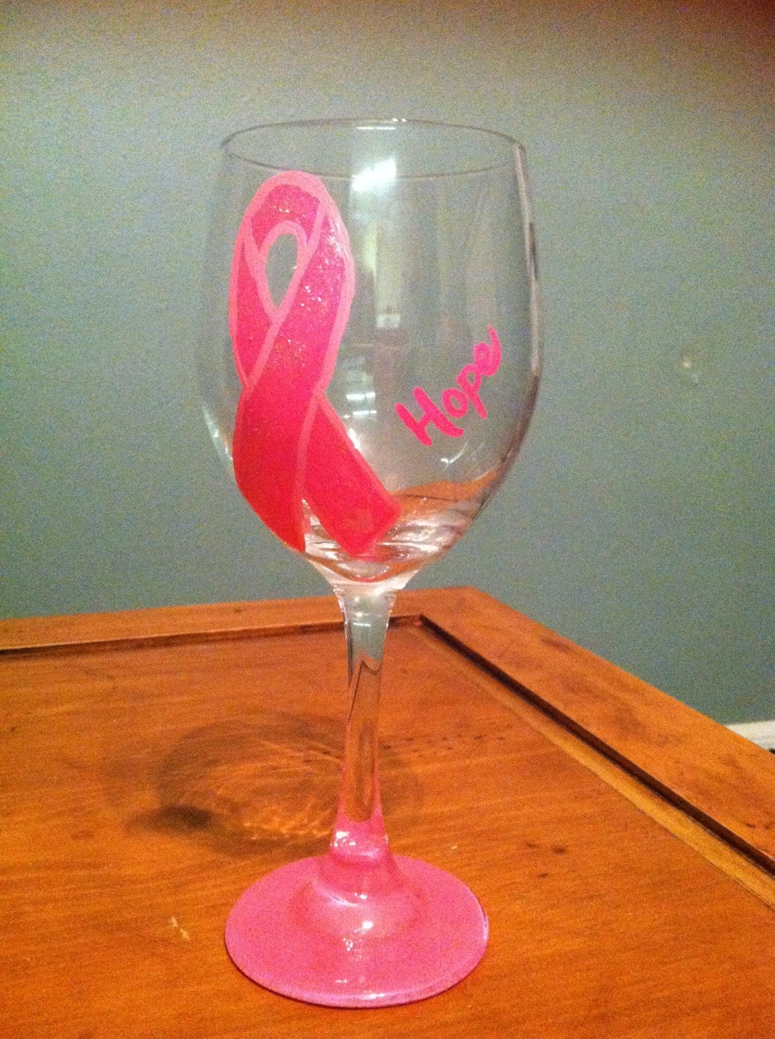 Breast cancer survivor painted wine glass Breast cancer gifts