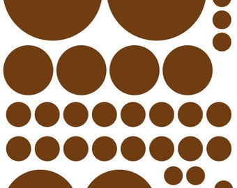 70 Dark Chocolate Brown Vinyl Polka Dots Bedroom Wall Decals Stickers Teen Kids Baby Nursery Dorm Room Removable Custom Made Easy to Install