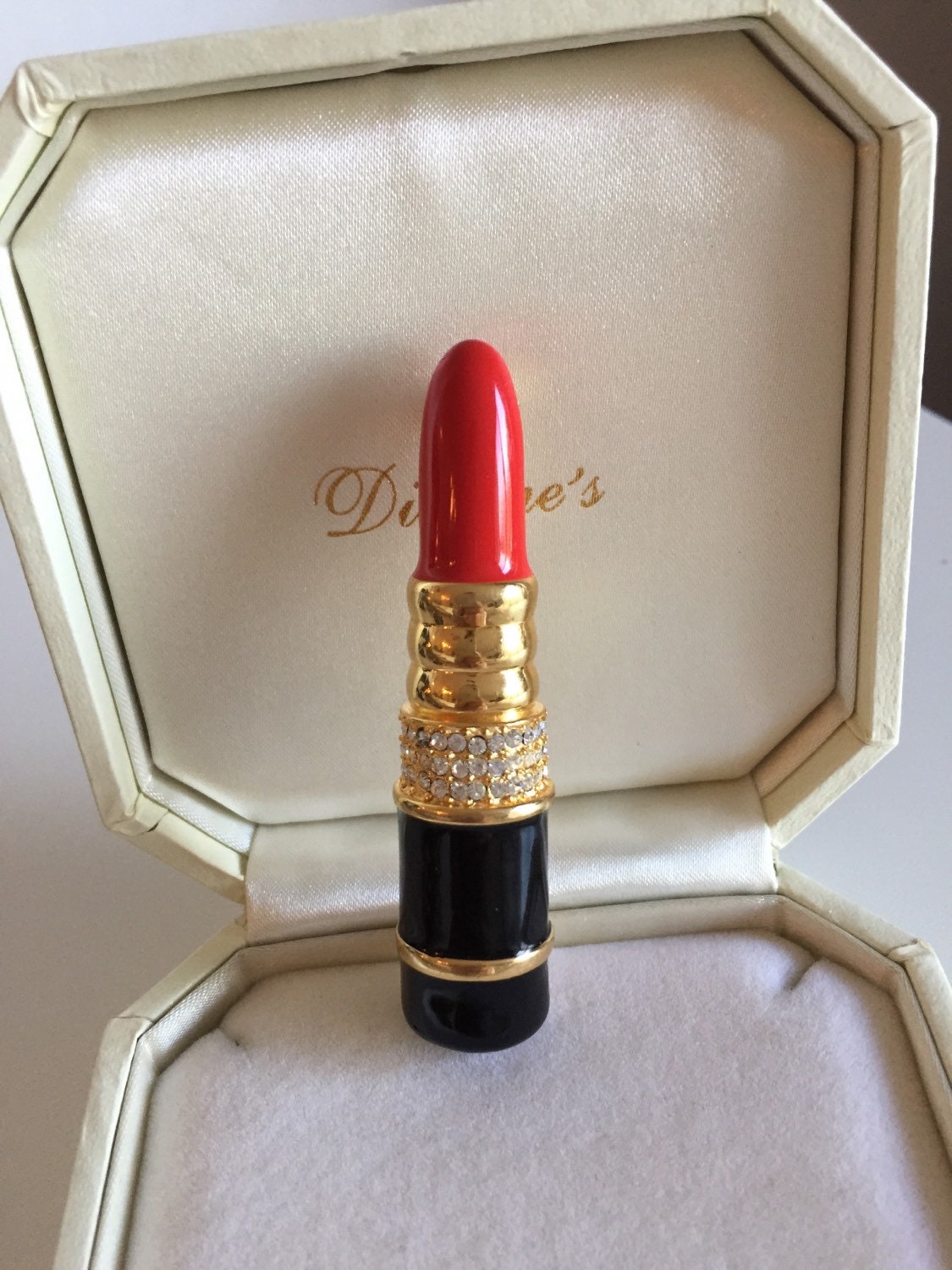 KJL Lipstick Brooch, J Lane Lipstick Brooch, Red Lipstick