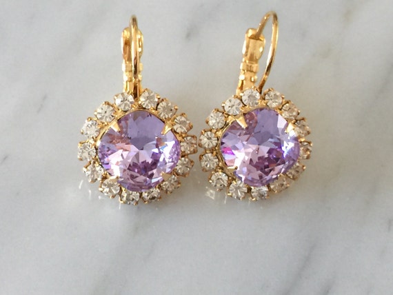 Violet Crystal Bridal, Bridesmaid, Cocktail Earrings