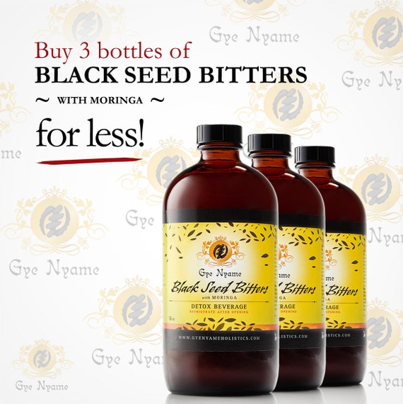 3 Bottles of 16 oz. BLACK SEED BITTERS with Moringa Detox