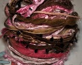 FIBERS, Yarn Fibers, Fringe Yarn, Pink  and Brown Fibers, Scrapbook fibers, Knitting Yarns, Crotchet Yarn, Scrapbook Fringe Active