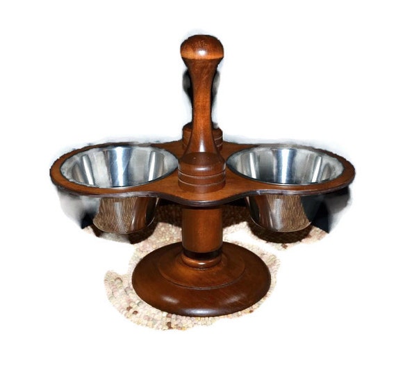 Revolving Condiment Caddy Salad Dressing Stainless Steel Bowls set