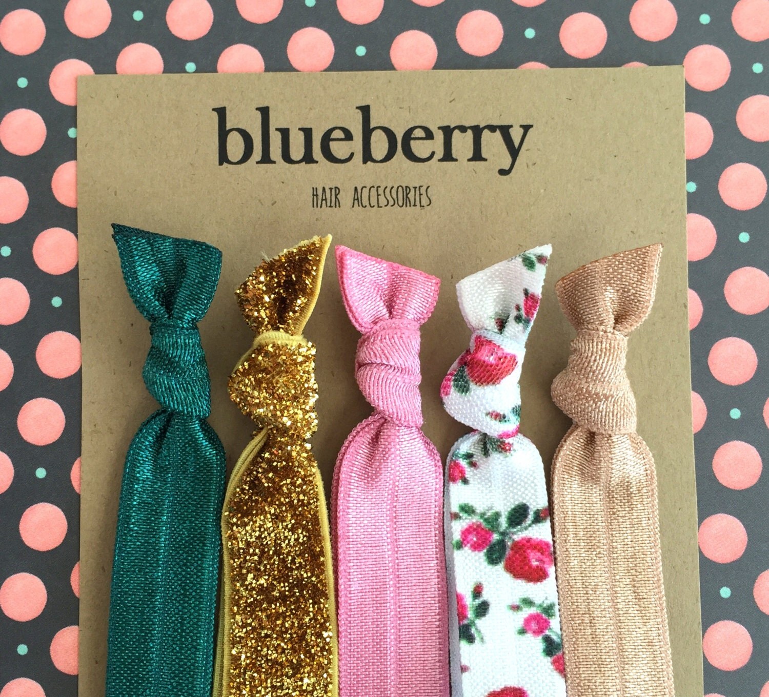 Hair Ties Green Garden Set of 5 Hair Ties / Hair Bands