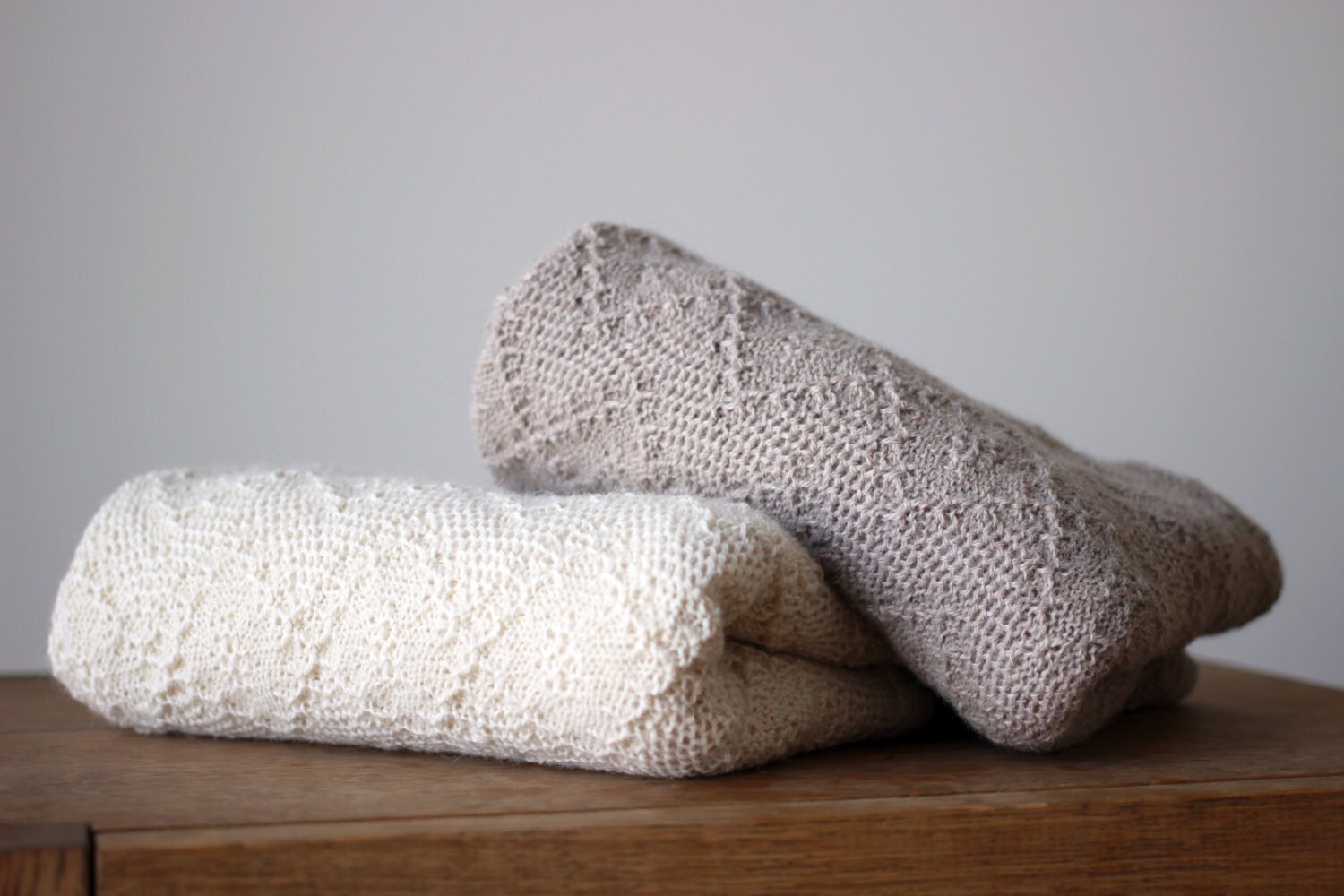 Alpaca baby blanket knit wool baby wrap knitted natural