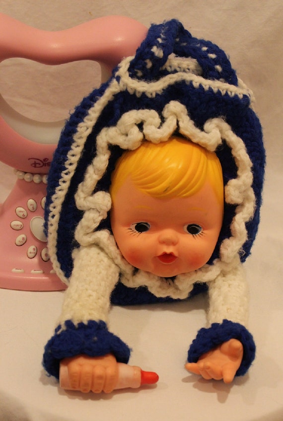 blonde etsy vintage bottle Crochet Bottle, Thumb Blonde Purse Sucker Hand Doll Made Vintage Baby,