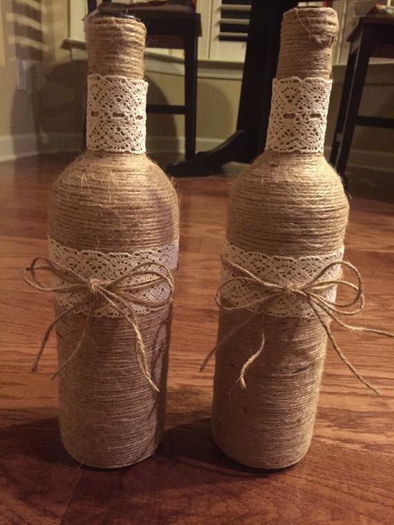 Items similar to Set of 4 Twine Wine Bottles on Etsy