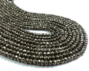 4mm , Natural Pyrite Beads , 13.5 inches