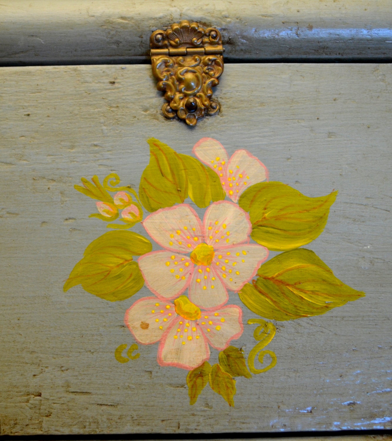 Vintage Wood Jewelry Box Hand Painted with by UpswingVintage