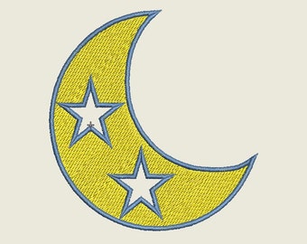 Moon Embroidery Design, Moon with Stars Embroidery Design,Crescent Embroidery Design, Machine Embroidery, Astrology Embroidery Design,Moon