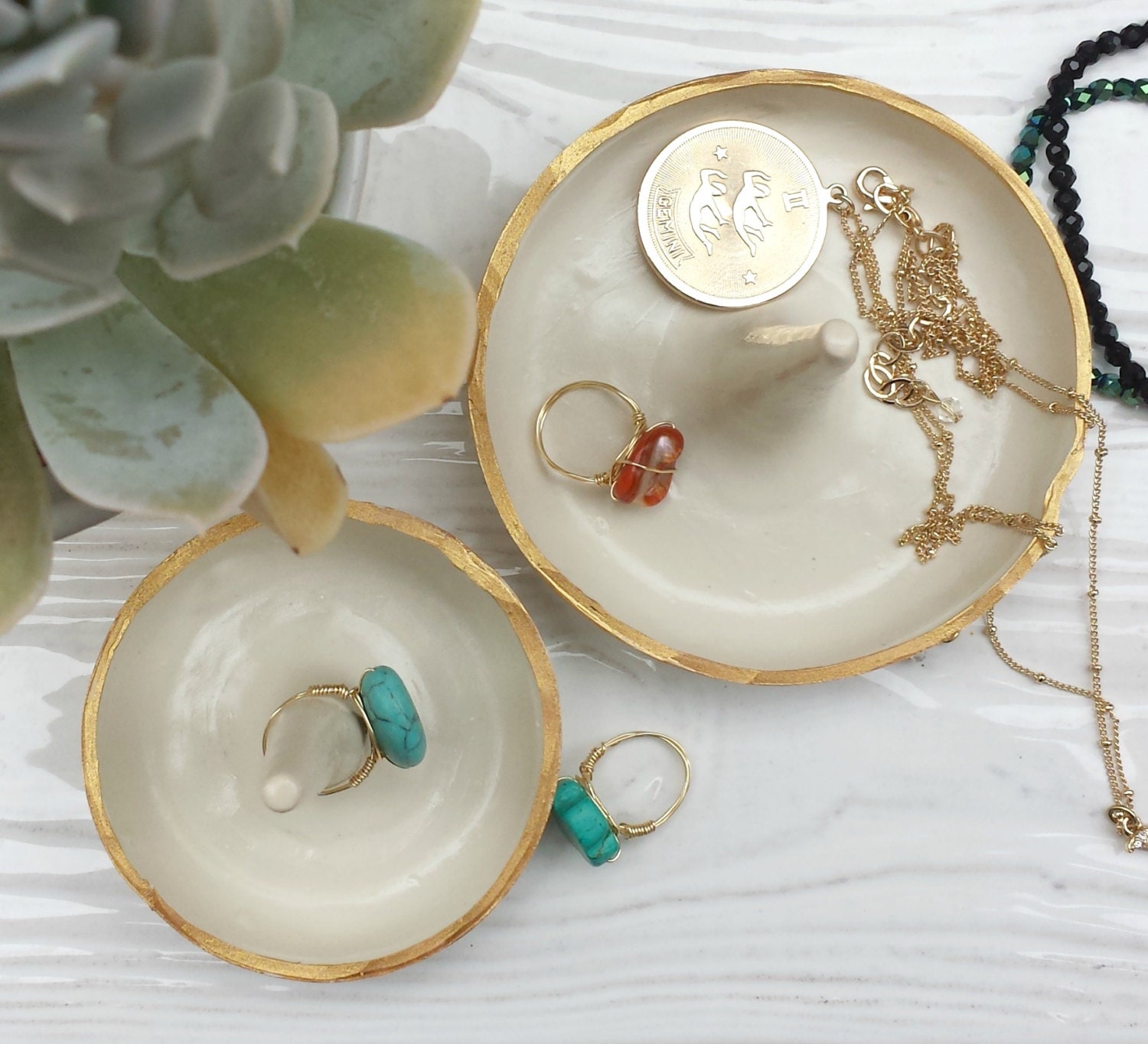 Jewelry Dish with Ring Holder by ElephantTrunkUp on Etsy